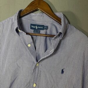 Ralph Lauren Yarmouth Gingham Button Down Shirt Men White Classic Fit 17 36/37